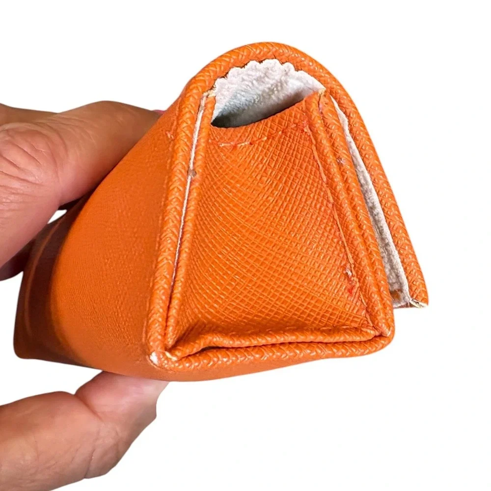 Tory Burch Orange Faux Textured Leather Eyeglass Case